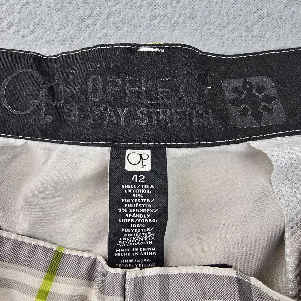 Op Opflex Board Shorts Mens 42 Multicolor Plaid Stretch Flat Front Beach Wear